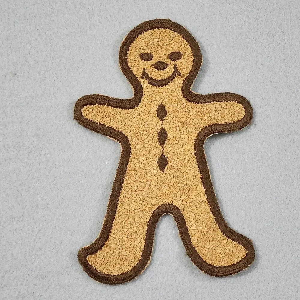 Christmas Patch Appliques Gingerbread Men x2 Santa & Reindeer 3pcs Embellishment